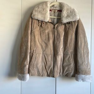WILSONS  LEATHER - Tan Suede Sherpa Moto Jacket